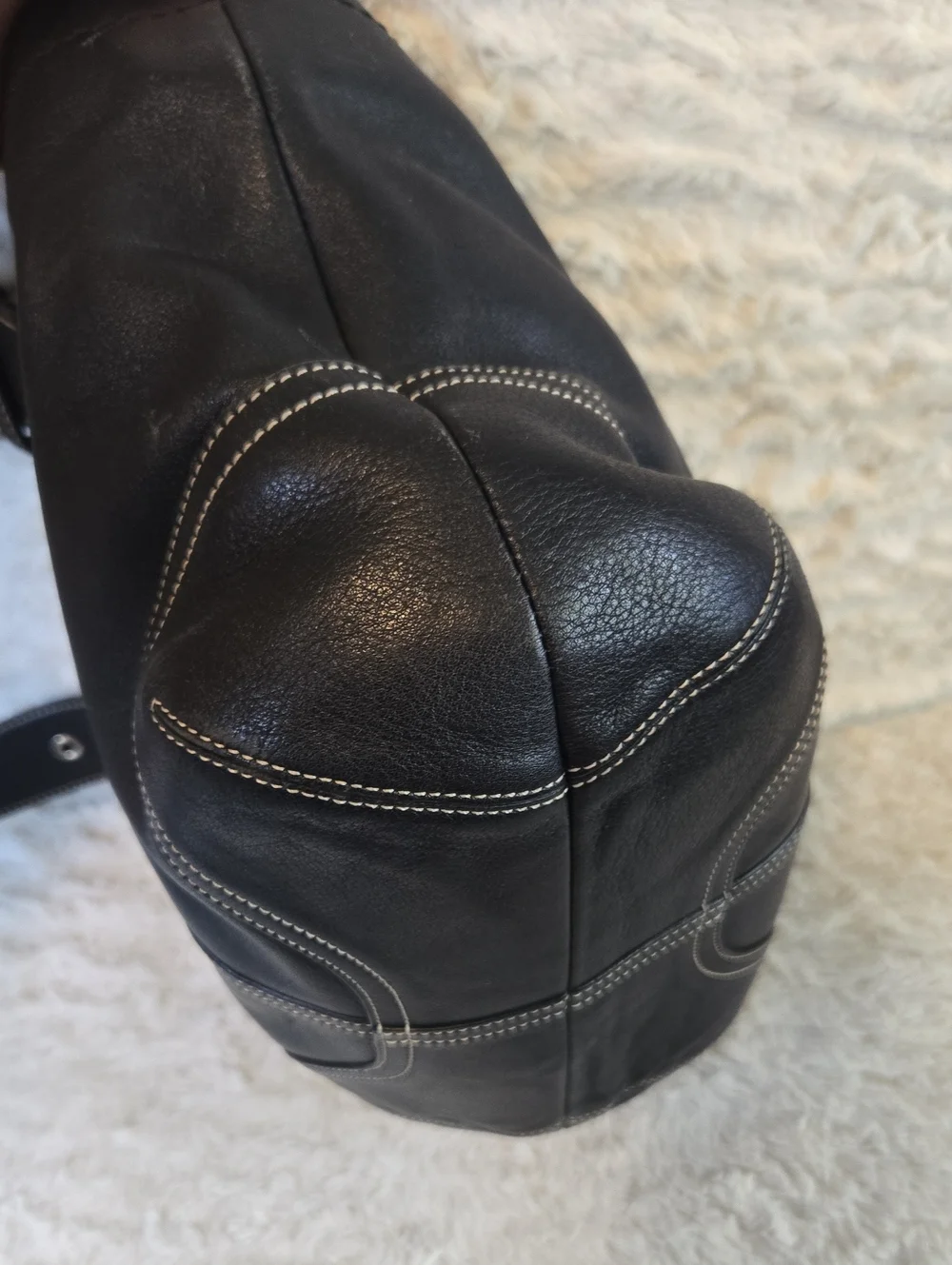 Coach Black Leather Shoulder Bag with Silver Hardware